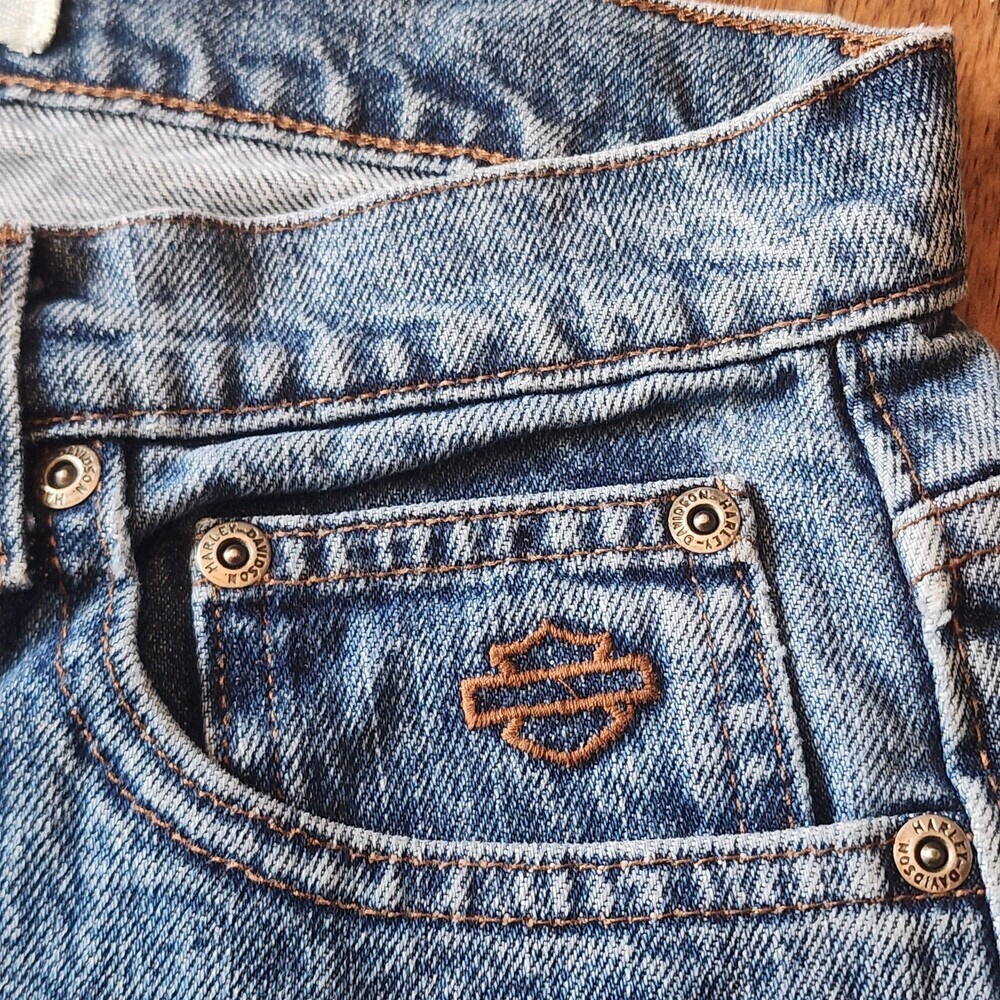 Harley-Davidson Jeans Womens 6 Petite Blue Medium Wash High Rise Straight Denim - Picture 4 of 14
